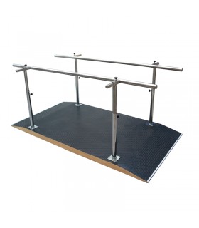 Barras Paralelas para Marcha con Plataforma de 2 Metros de Acero Inoxidable con Anchura y Altura Ajustable - Mecano Rehab