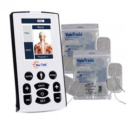 Electroestimulador TENS + EMS Nu-Tek y 20 electrodos 5 x 5 cm