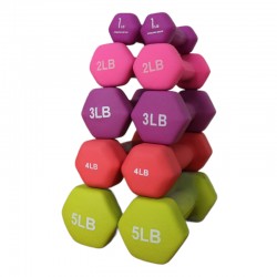 Paquete de Mancuernas: 5 Pares de 1 a 5 lbs de Acero y Revestidas de Neopreno -  Médica Store