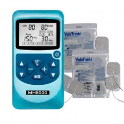 Electroestimulador TENS + EMS digital de 2 canales y 20 electrodos 5 x 5 cm