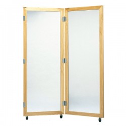 Espejo para Valorar Postura de 2 Secciones cada Marco de Madera de 190 cm alto x 40 cm ancho con Ruedas y Frenos  - Mecano Reha